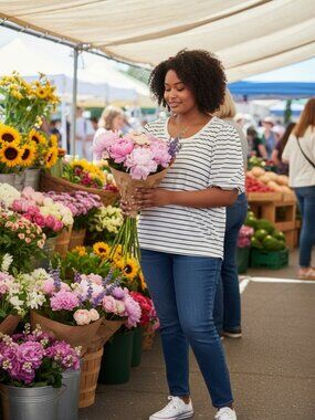 Time & Tru Striped Puff Sleeve Tee – Soft Lightweight Top, Size XXL (20)